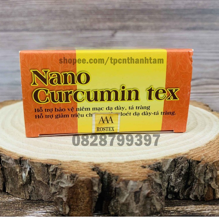 Viên tinh nghệ Nano Curcumin Gold Tex Tam Thất Xạ Đen giảm viêm loét dạ dày, tá tràng - Hộp 30 viên