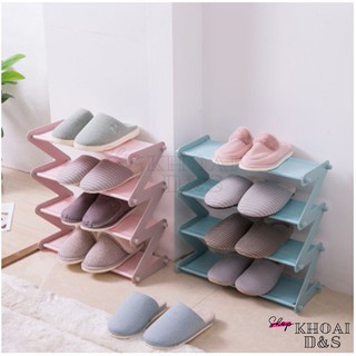 Kệ giày dép 4 tầng chữ Z đa năng - Kệ để giày dép, sách vở thanh inox, giá vải, dễ dàng lắp ghép, cao 50cm - Bh 1 Năm