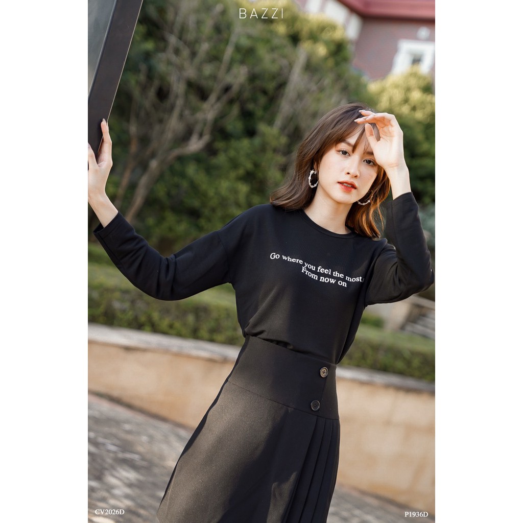 CV2026 - Chân váy xếp li 1 bên 2 cúc