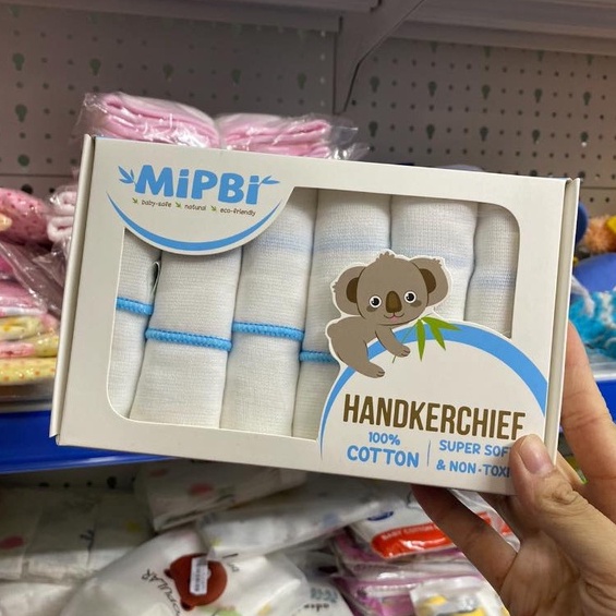 Hộp 6 khăn sữa Mipbi cotton 3 lớp, khăn sữa 3 lớp cho bé