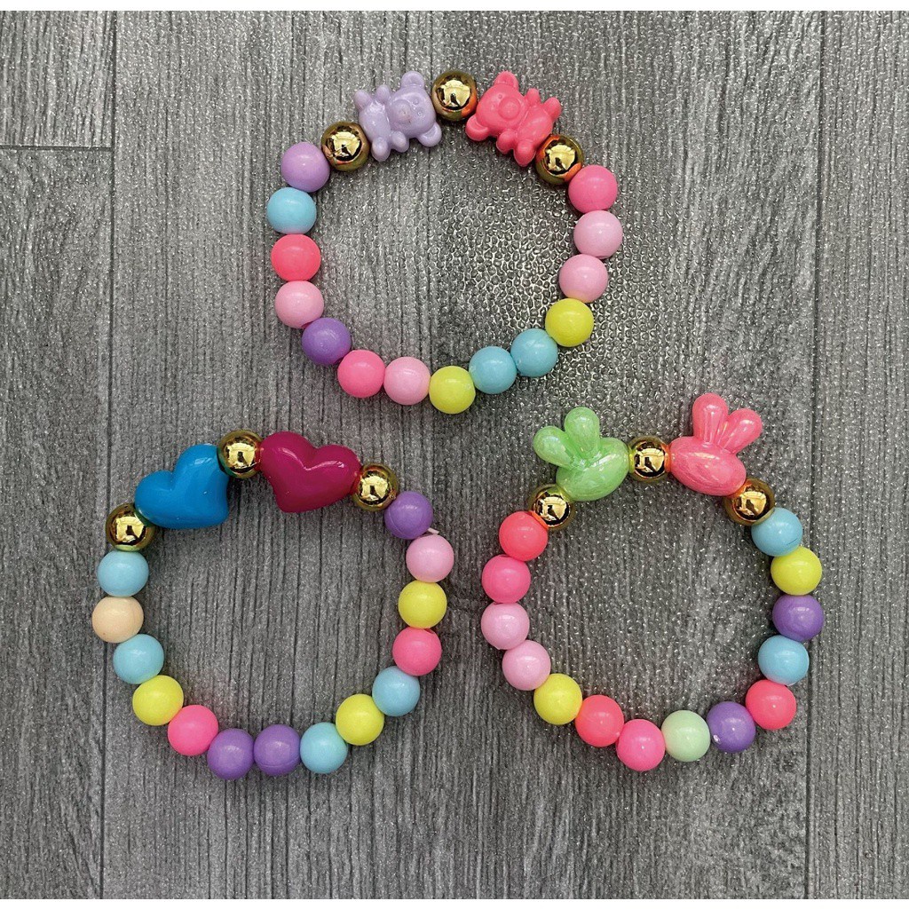 （1 vòng đeo tay）Vòng tay đính hạt nhiều màu sắc phong cách công chúa Hàn Quốc xinh xắn dành cho bé gái