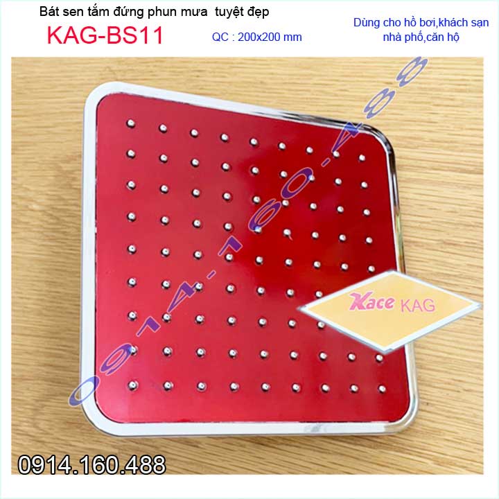 Bát sen tắm đứng vuông 20x20 cm KAG-BS11, đầu sen phun mưa nước đều thiết kế mới thời trang sang trọng tuyệt đẹp