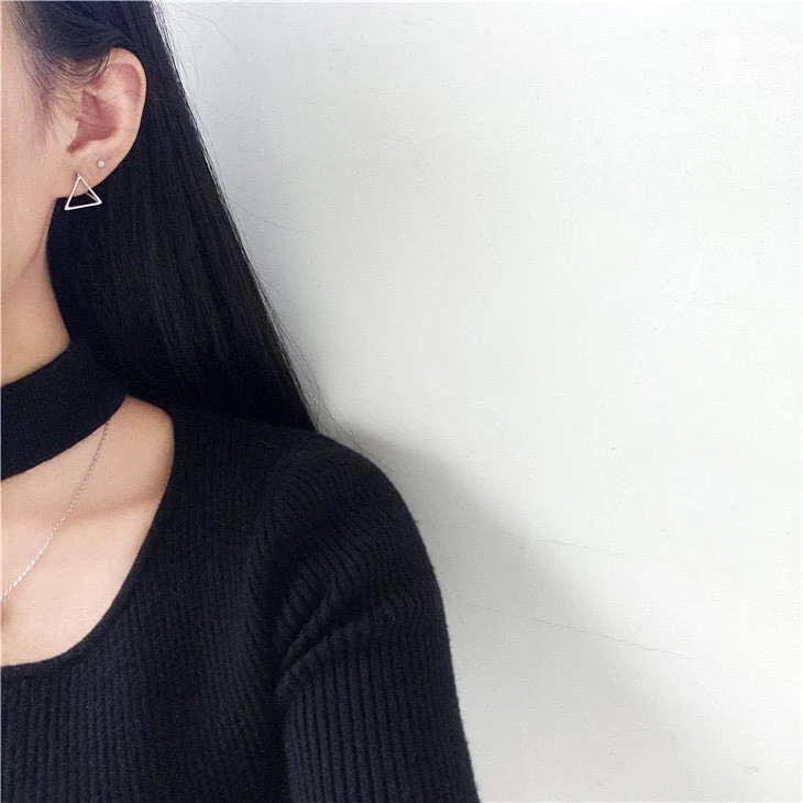 Khuyên tai bạc nữ TLEE tam giác khối cá tính TleeJewelry B0280