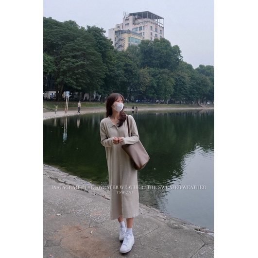 [Mã 2611THTRANG100K hoàn 10% xu đơn 99K] (Ảnh thật) Váy maxi len đũa cổ bẻ loại 1 the.sweaterweather TSW | BigBuy360 - bigbuy360.vn