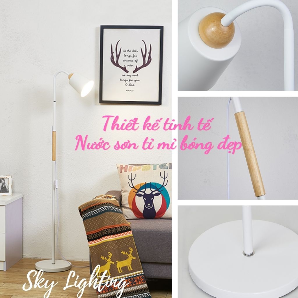 Đèn cây đứng trang trí phòng khách phong cách Bắc Âu Tặng kèm bóng LED 9w đèn led đọc sách sofa