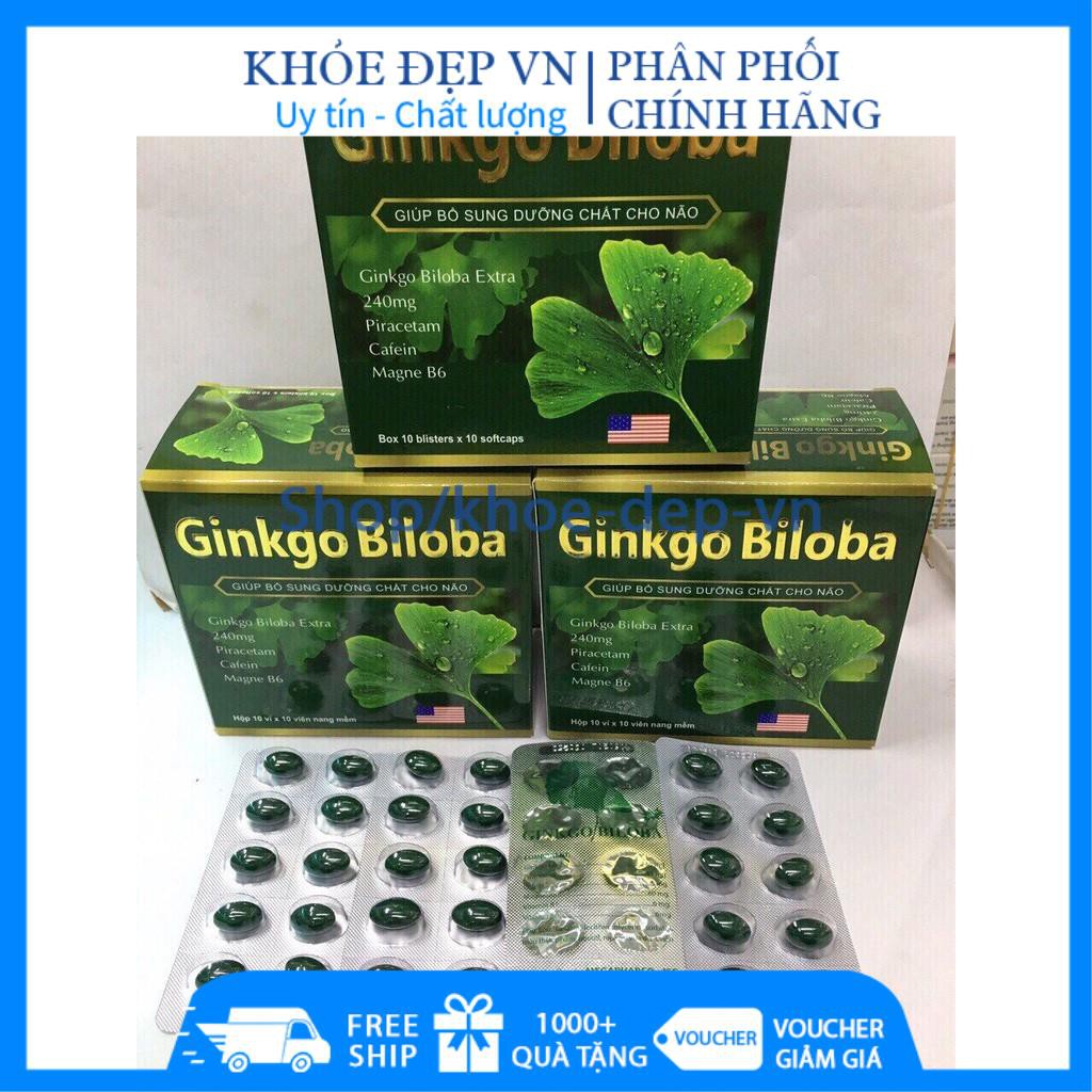 Viên Uống Bổ Não Ginkgo Biloba 240mg - Hộp 100 Viên -Hộp Xanh Lá - Hộp Xanh Lá