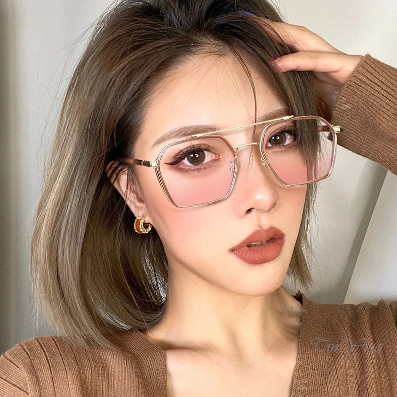 Mắt kính má hồng GETNOIVAS chống cận thị thiết kế hình tròn/vuông thời trang cho nữ