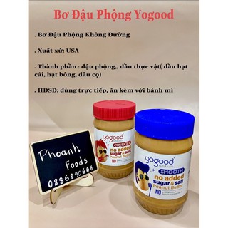 Bơ Đậu Phộng không đường Yogood 453gr