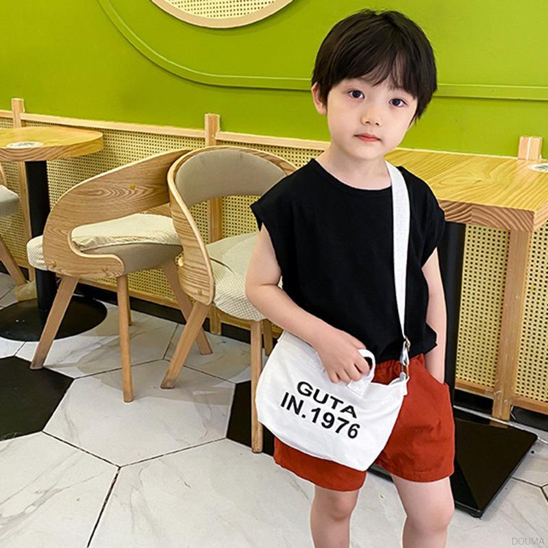 Túi xách vải canvas nhỏ gọn in chữ cái đáng yêu dành cho bé