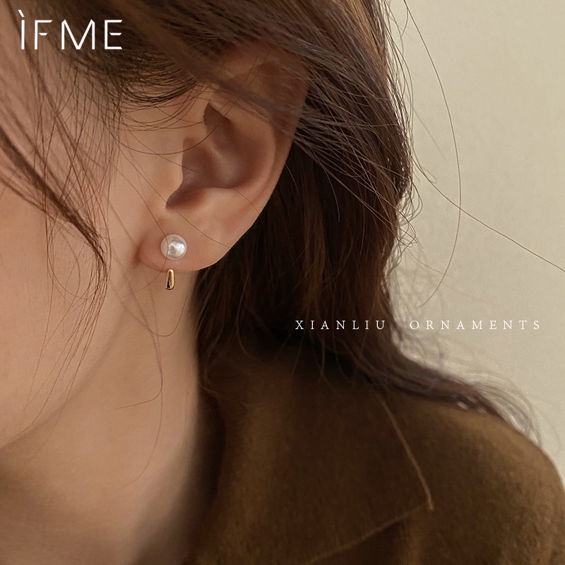 IF ME Đôi Khuyên Tai Hình Giọt Nước Đính Ngọc Trai Thời Trang Cho Nữ