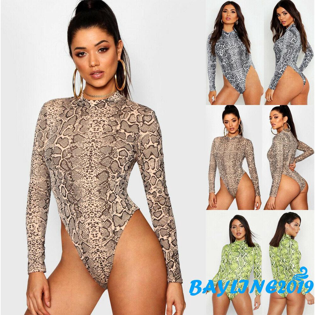 Áo liền quần tay dài họa tiết da rắn thời trang cho nữ