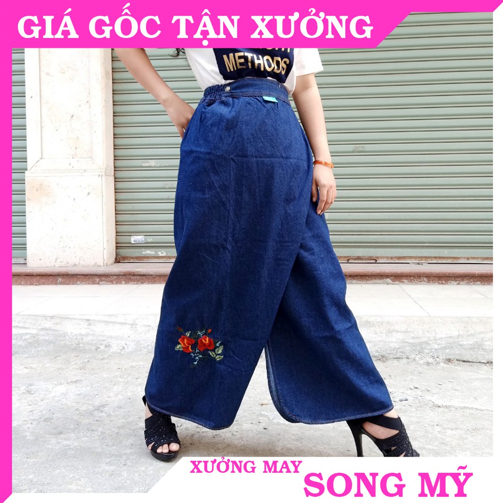 QUẦN VÁY CHỐNG NẮNG NỮ Chất Liệu Jean Mềm, Mịn Chống Nắng Cực Tốt Có Thêu Họa Tiết Hoa Hồng Song Mỹ Shop