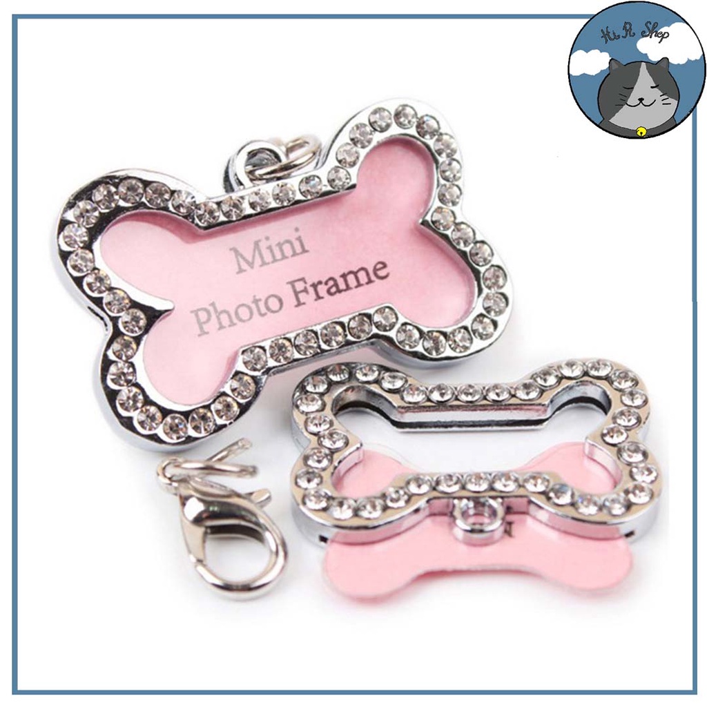 Thẻ Tên Hình Cục Xương Cho Thú Cưng Đính Đá Dành Cho Chó Mèo