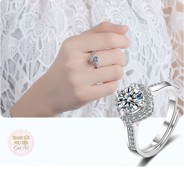 Nhẫn nữ hạt đá nhân tạo cực xinh N31, bạc ý S925