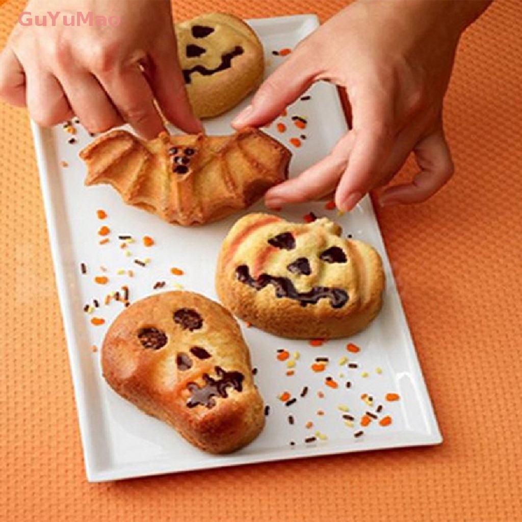 Khuôn Làm Bánh 6 Ngăn Hình Dơi Bí Ngô Halloween