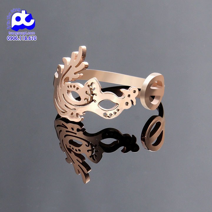 Nhẫn titan nữ freesize mặt nạ cách điệu cao cấp thép không gỉ titanium