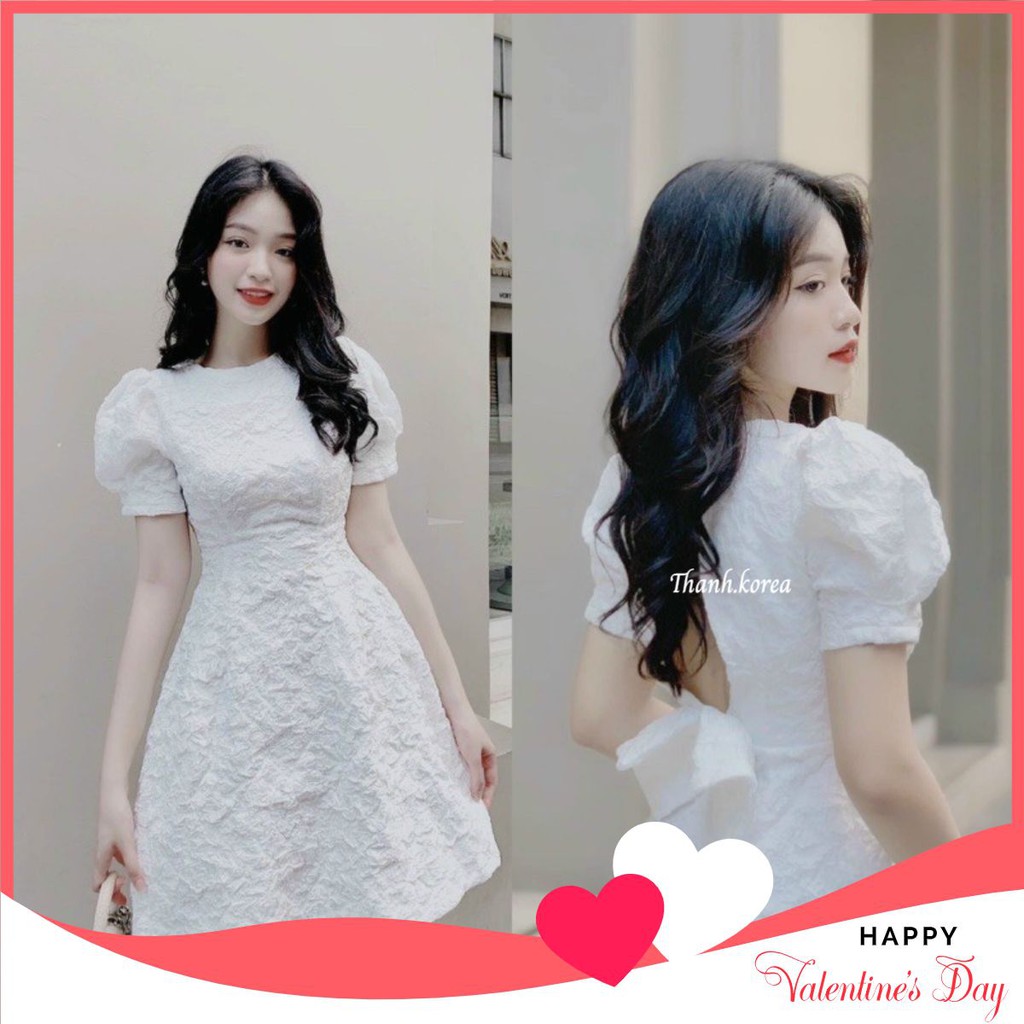Đầm dự tiệc trắng hở lưng vải gấm  xịn form chuẩn tôn dáng cực dễ thương mã [GAM XOP]