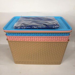 Combo 3 Rổ Nhựa Có Nắp Việt Nhật Size L Và 1 Áo Mưa Kín Hông