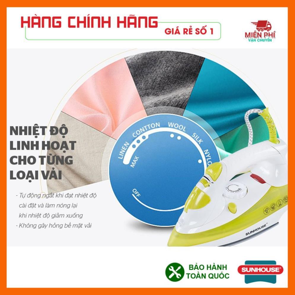 Bàn là hơi nước Sunhouse SHD2067, Bàn ủi hơi nước Sunhouse phun hơi và phun nước tiện dụng.