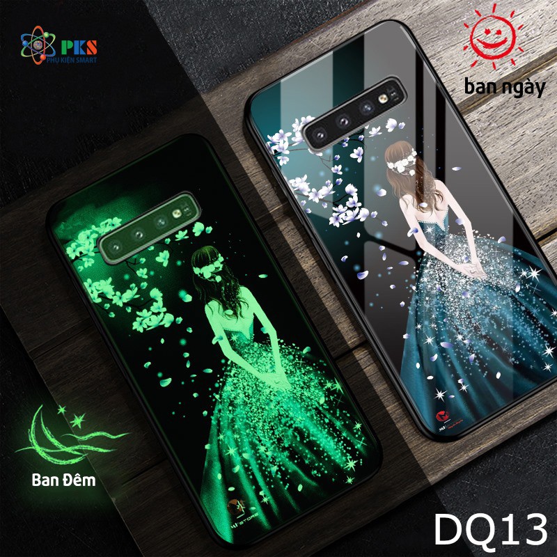 Ốp lưng Samsung Galaxy S10 in 3D hình dạ quang mặt kính cường lực sáng bóng