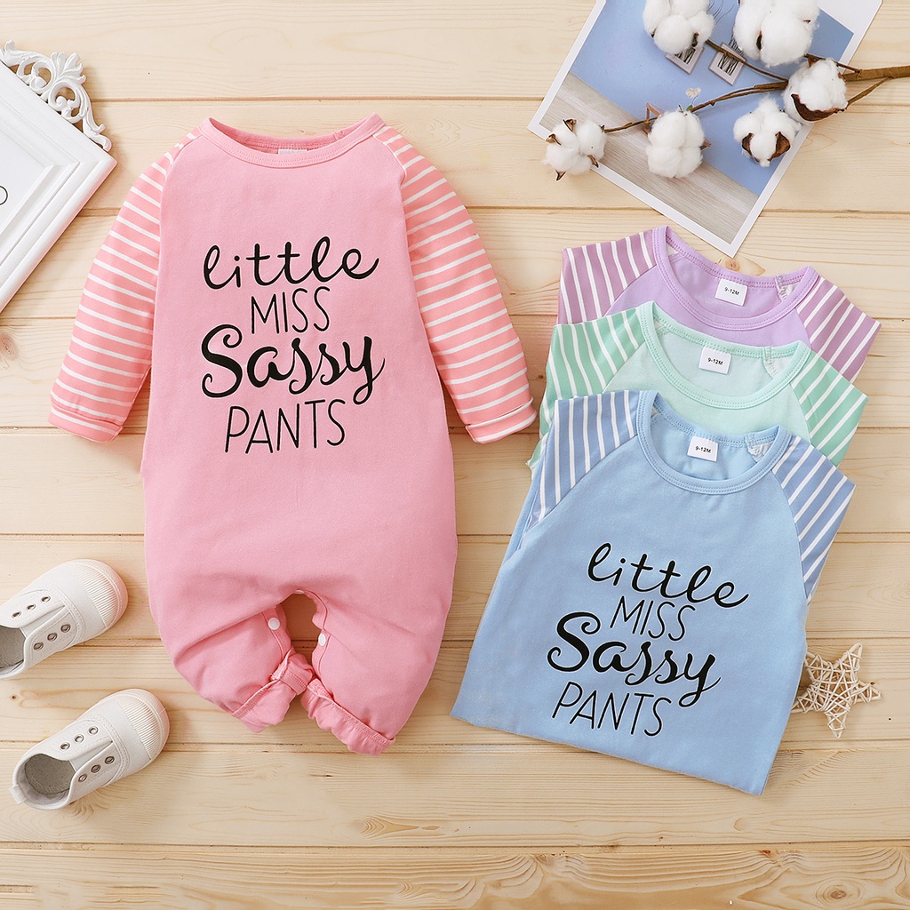 Mikrdoo Đồ Áo Liền Quần Sọc Ngang Cho Bé Mới Sinh