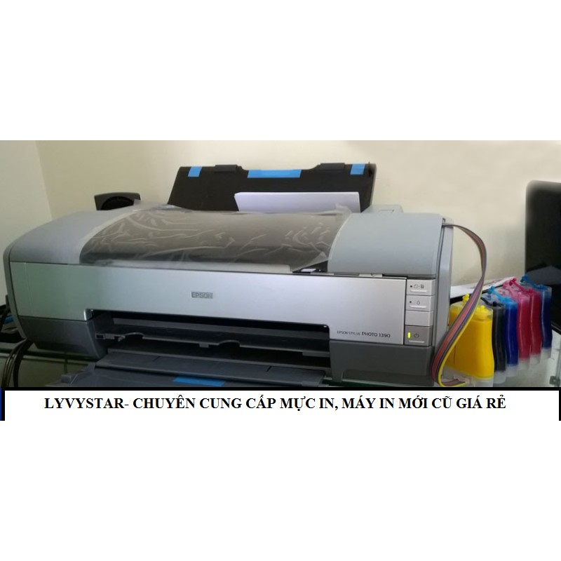 Thanh lí gấp máy in phun 6 màu Epson 1390 cũ giá rẻ thích hợp cho studio chụp ảnh cưới, vẽ quảng cáo, làm bảng hiệu..