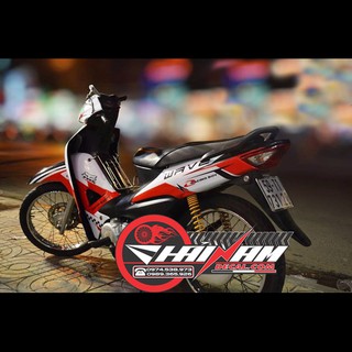 Tem Trùm Wave Trắng Đỏ Racingboy