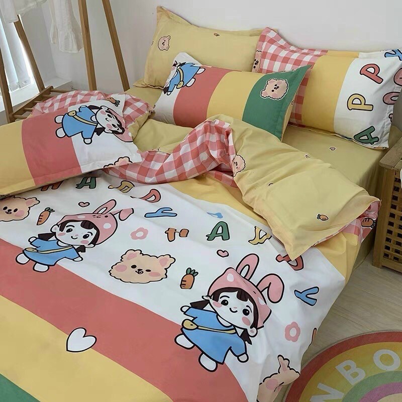 Chăn Ga Gối Đệm Hà Nội - Bộ chăn ga gối hoạ tiết cotton polly cao cấp