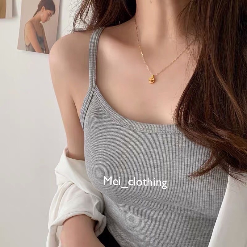 [Ảnh thật/video] Áo 2 dây chất thun gân dày dặn/ áo 2 dây cổ vát nhiều màu