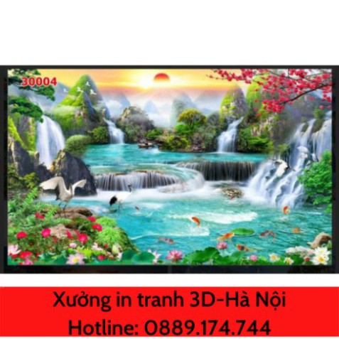 [Giá tại xưởng] tranh 3D sơn thủy, phòng khách dán tường in Vải Lụa zalo o889174744 o889.174.744