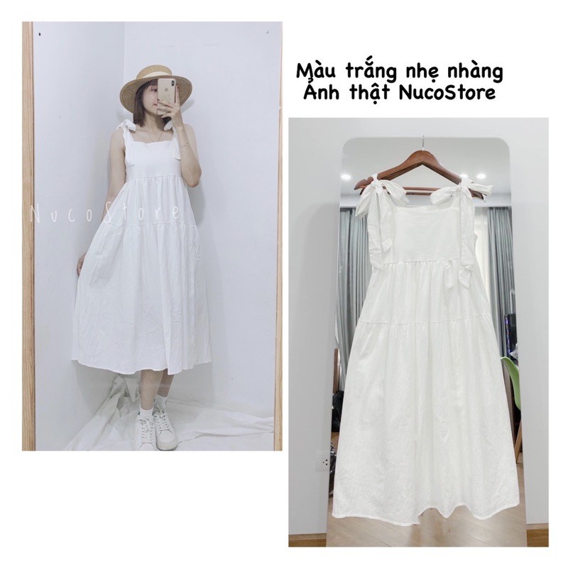 Váy 2 Dây Babydoll Thắt Nơ Vai, Đầm 2 Dây Quảng Châu | BigBuy360 - bigbuy360.vn