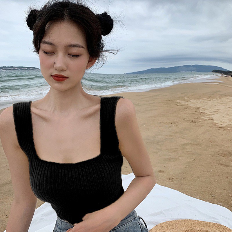 Áo Lửng Hai Dây Màu Trơn Thời Trang Cho Nữ