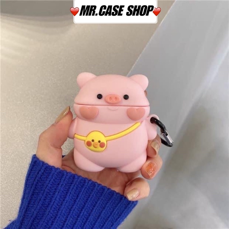 Vỏ bọc tai nghe airpod 1/2/3/Pro silicon heo hồng Pig Kute - Mr.Case