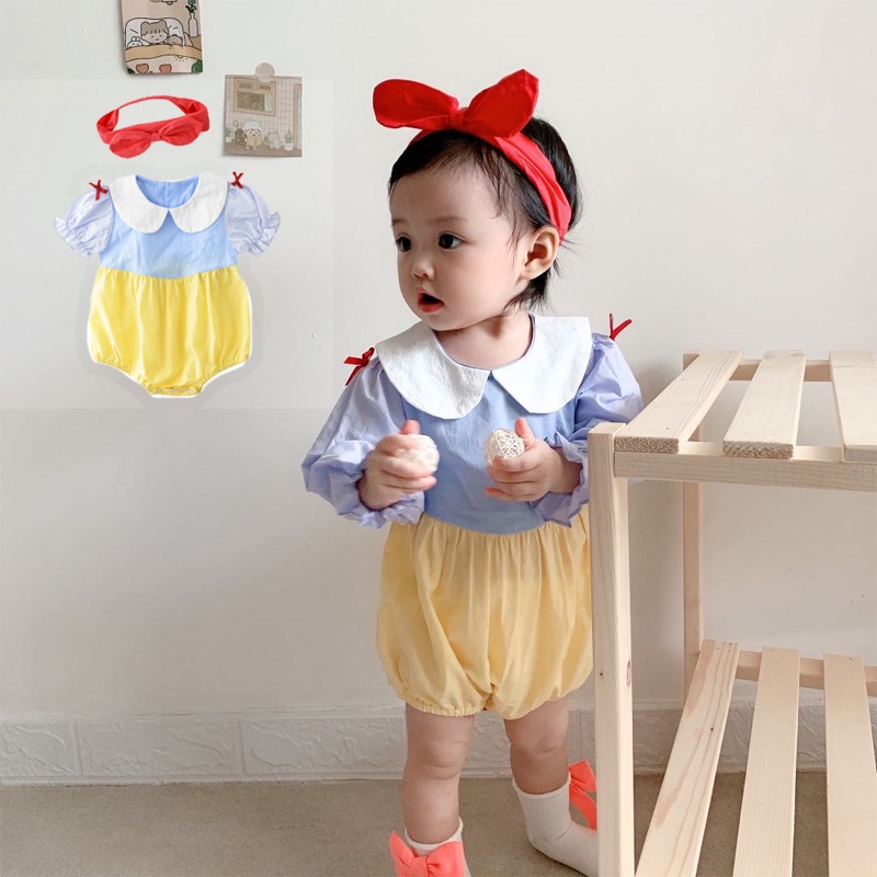 Bộ Áo Liền Quần Tay Ngắn Kiểu Công Chúa Dễ Thương Cho Bé Gái