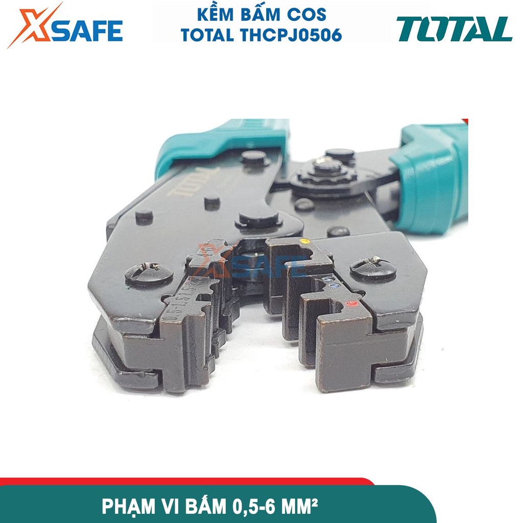 Kềm bấm cos 9'' TOTAL THCPJ0506, kềm bấm cos đầu dây cách điện AWG20-10, phạm vi bấm: 0,5-6mm² - [CHÍNH HÃNG][XSAFE]