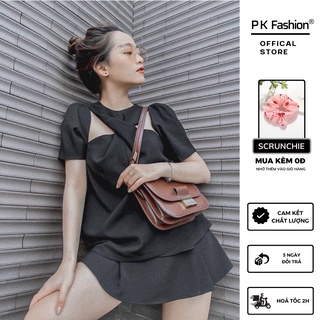 Áo phom suông xoắn cổ cut out