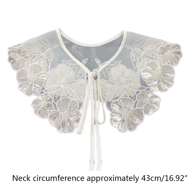 Vòng Cổ Dây Buộc Khăn Choàng Cổ Vải Organza Đính Hạt Kim Sa Hình Hoa Dành Cho Nữ