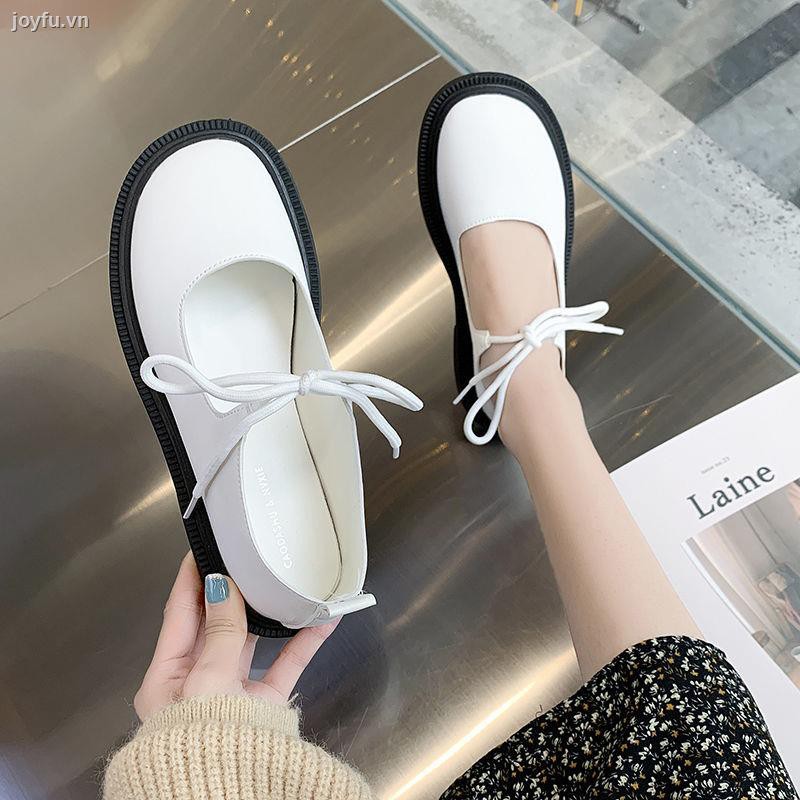 Small ck women s shoes single bow decoration casual leather flat British style Mary Jane new 2021