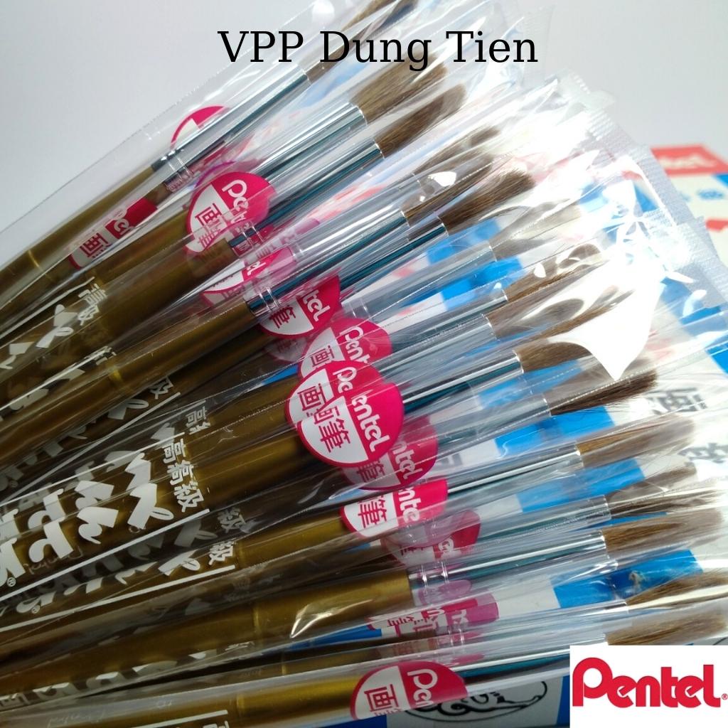 Cọ Vẽ Màu Nước/ Cọ Vẽ đầu tròn Pentel ZBS1 Các Số 0/ 2/ 4/ 6/ 8/ 10/ 12- Chính Hãng