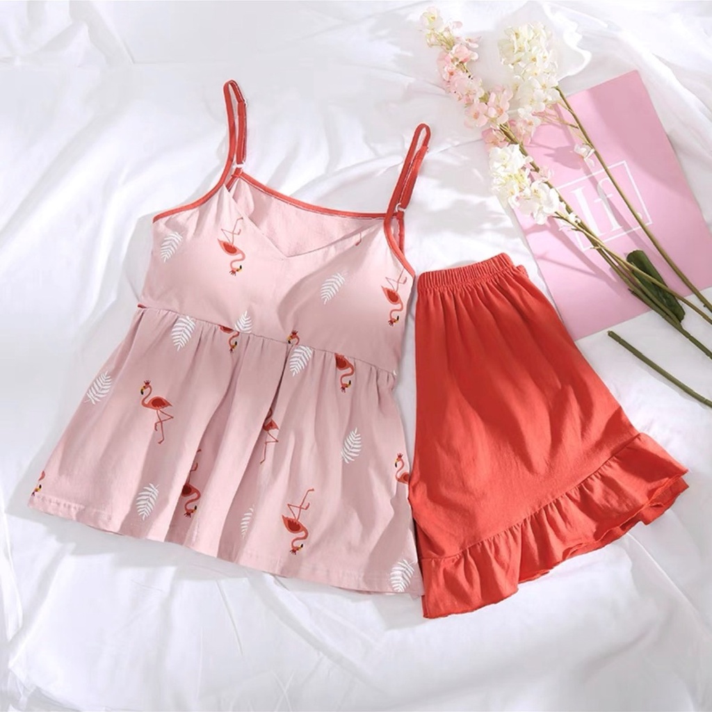 Đồ bộ nữ 2 dây mặc nhà thời trang mới nhất - Chất liệu Cotton cao cấp -