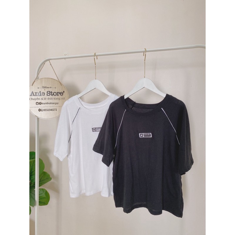 Áo Thun Croptop Nữ Logo Ngực Hở Eo ⚡FREESHIP⚡ Áo Phông Nữ Dáng Lửng Tay Lỡ 2 Màu