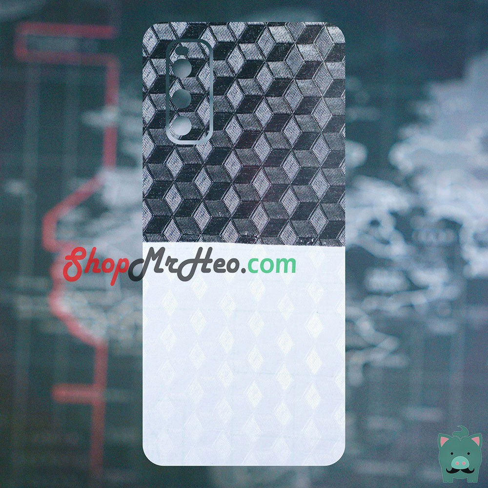 Skin Dán Mặt Sau Lưng Vân 3D Vivo iQOO 3 5G - iQOO Neo 3 5G - Carbon, Hình hộp, Nhám, Vân da