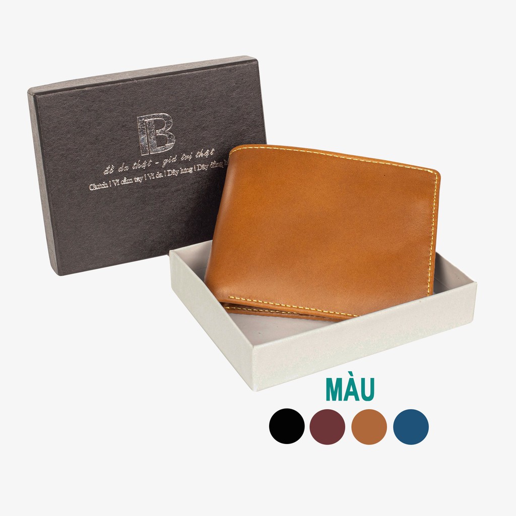 Ví nam da bò Nappa V104 cao cấp-bóp nam màu nâu bò-Da thật, full hộp làm quà tặng thương hiệu Bụi leather-BH 12 tháng