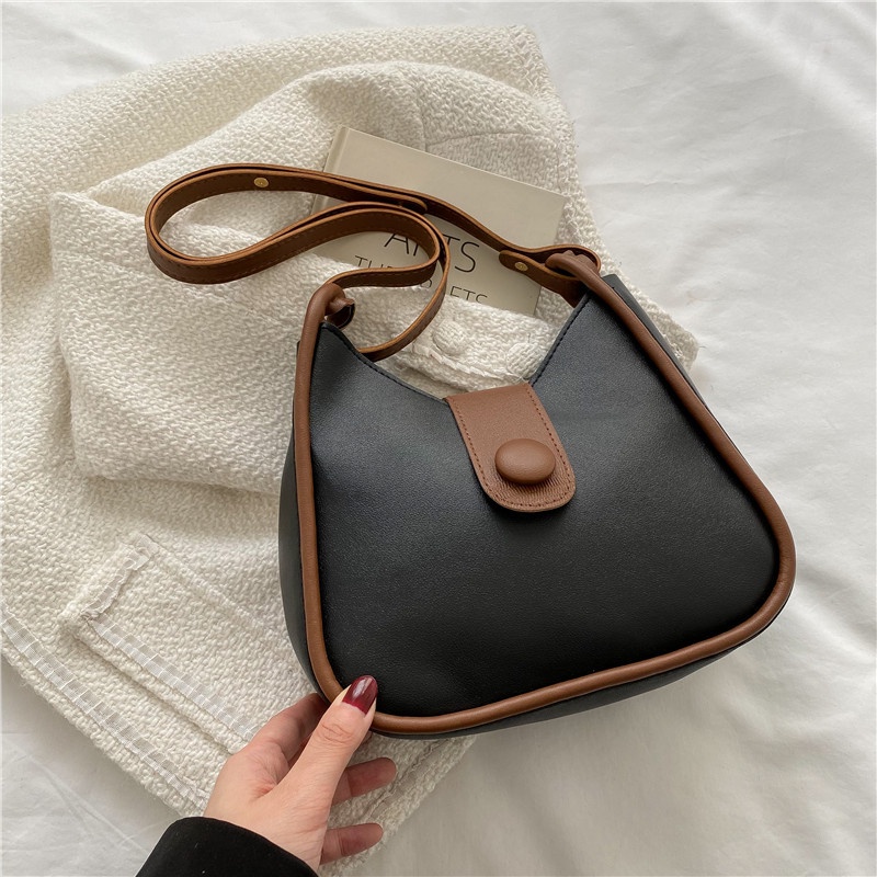 Túi Đeo Chéo Màu Trơn Phong Cách Phương Tây Thời Trang Mùa Xuân 2022 Dành Cho Nữ