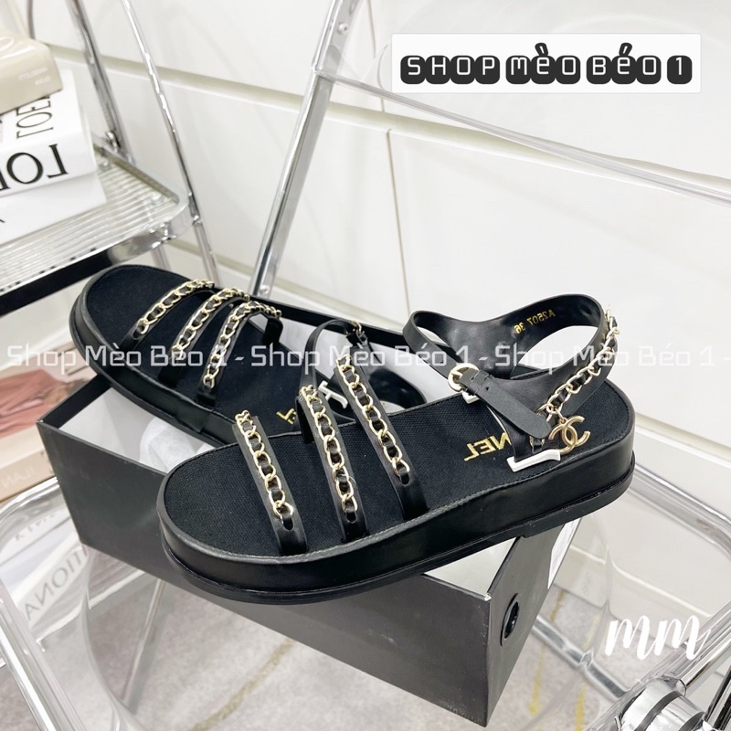 Sandal cn ba quai xích ngang đế bằng fullbox