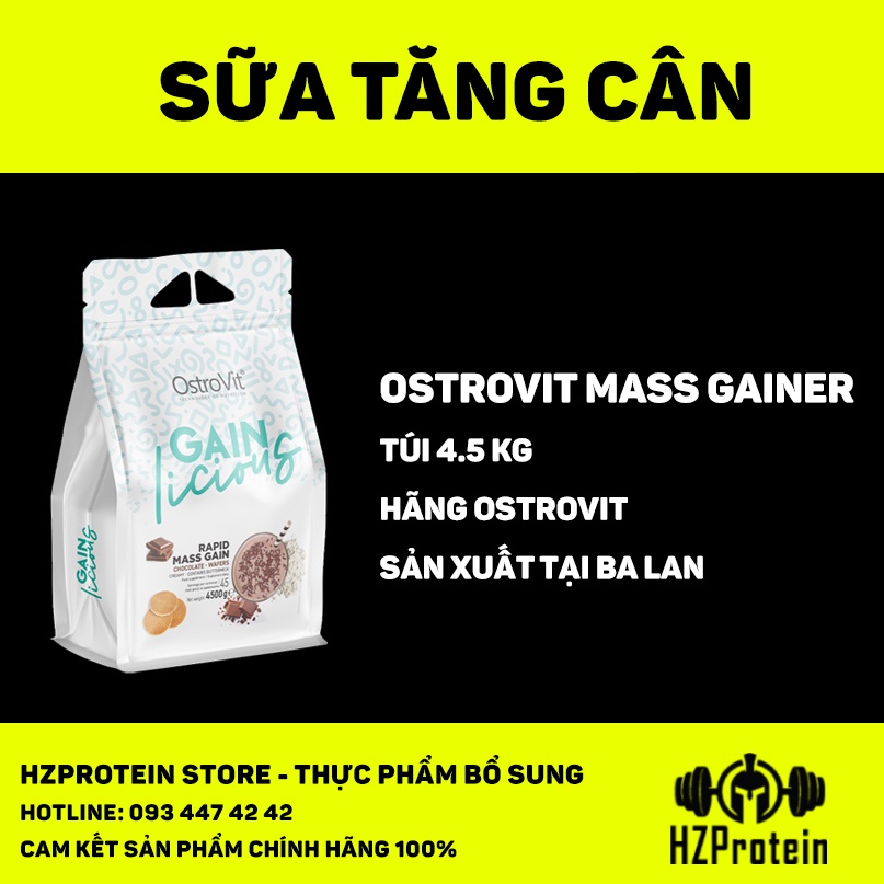 OSTROVIT GAIN LICIOUS - SỮA TĂNG CÂN MASS GAINER GAINLICOUS, TĂNG CÂN NHANH, CHẤT LƯỢNG CHÂU ÂU (4,5 KG)