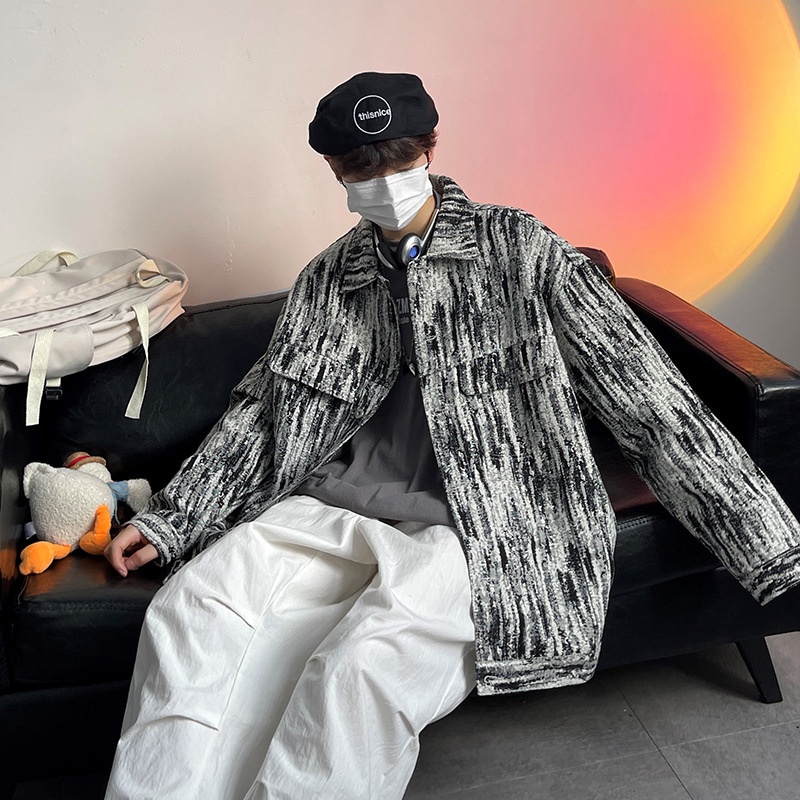 Áo Khoác denim Phong Cách Hong Kong Thời Trang Cho Nam áo khoác kiểu hàn quốc áo khoác nam thời trang áo khoác from rộng