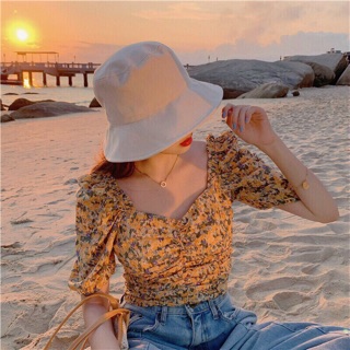✨Áo Kiểu Cổ V Dún Ngực Hoa