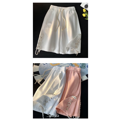 Quần Short Thể Thao Ống Rộng Lưng Cao Buộc Dây Thời Trang Mùa Hè Cho Nữ