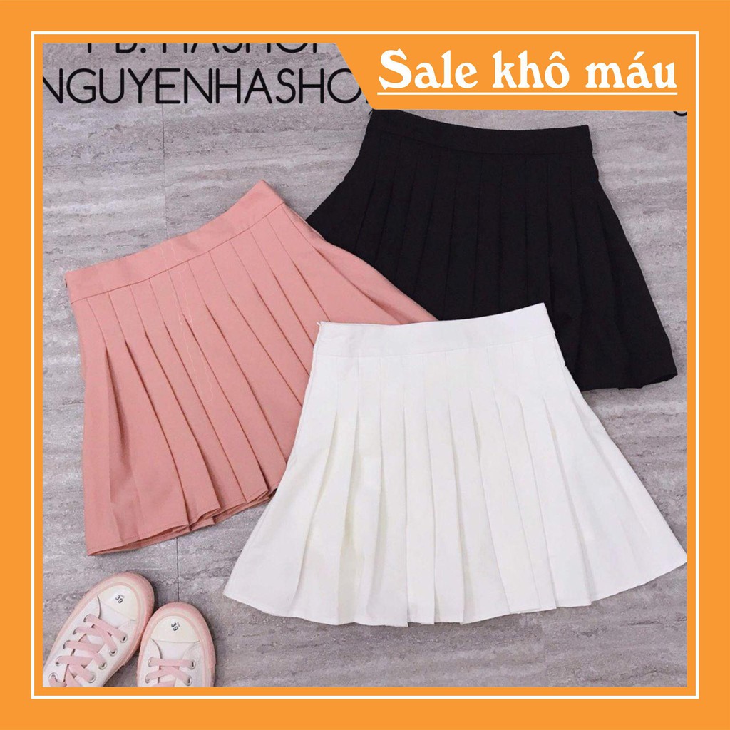 127B1 Chân váy xếp ly tennis trơn, có lót dày dặn, không sợ lộ